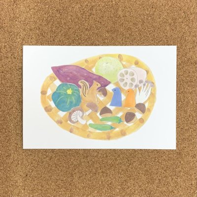 画像1: トナリノポストカード「野菜かご」