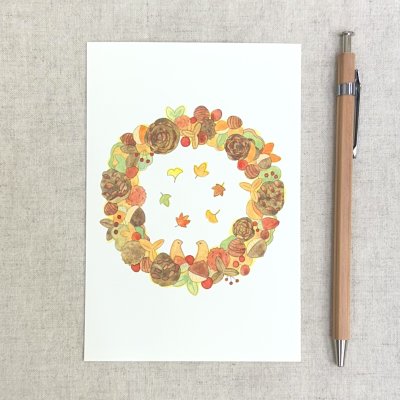 画像1: トナリノポストカード「木の実のリース」