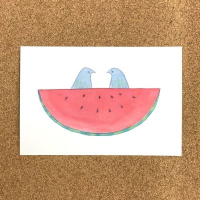 画像1: トナリノポストカード「すいかとり」