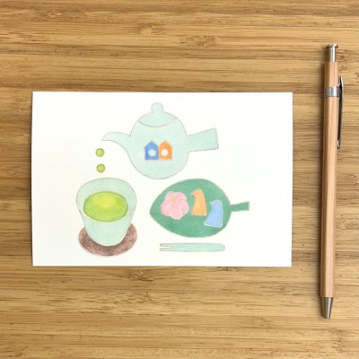 画像1: トナリノポストカード「和菓子とお茶」