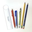 ルーペ付き定規、シャープペンシル、ノック消しゴム、ボールペン、消しゴム付き鉛筆２本の６点セット