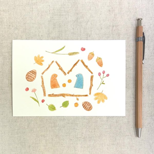 画像1: トナリノポストカード「秋のお家」 (1)