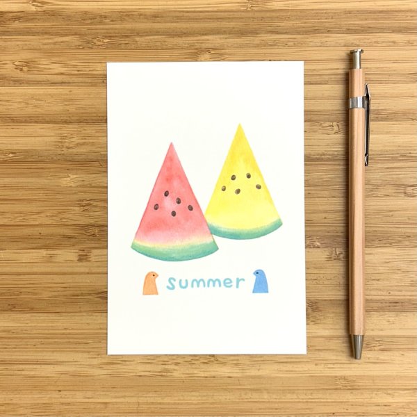 画像1: トナリノポストカード「スイカsummer」 (1)